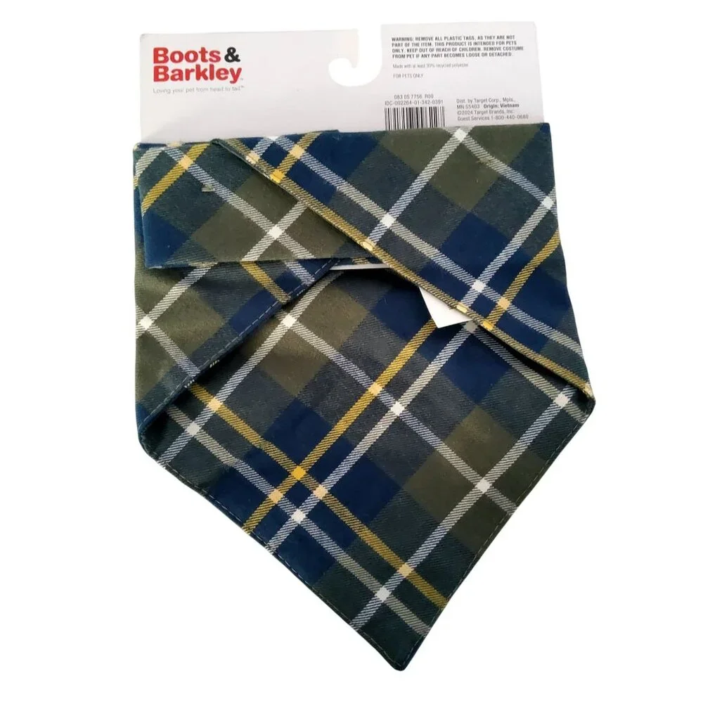 Boots & Barkley Plaid Pet Bandana One Size Fits Most